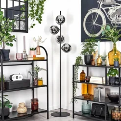 hofstein Gastor Lampadaire Chrome, Fumé, 4 lumières