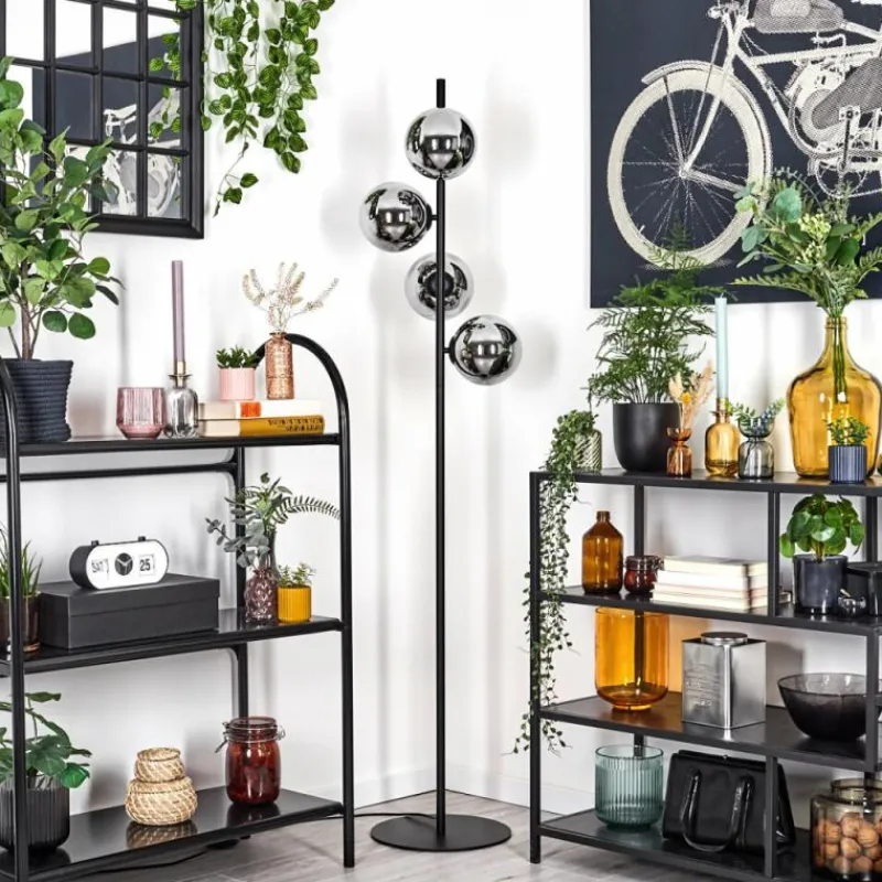 hofstein Gastor Lampadaire Chrome, Fumé, 4 lumières