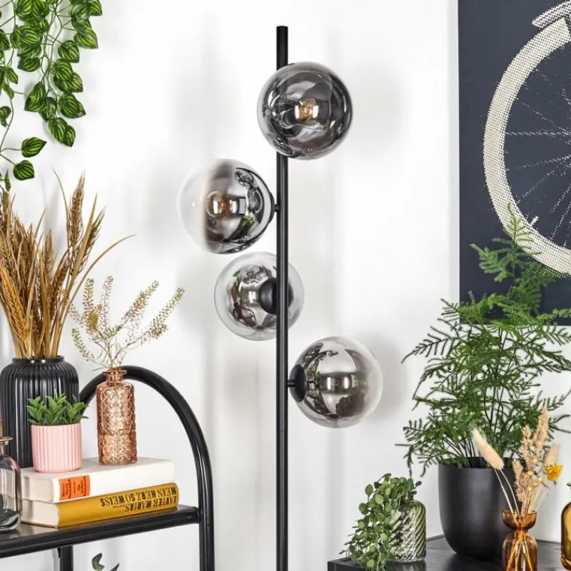 hofstein Gastor Lampadaire Chrome, Clair, Fumé, 4 lumières