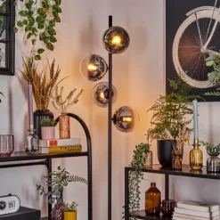 hofstein Gastor Lampadaire Chrome, Clair, Fumé, 4 lumières