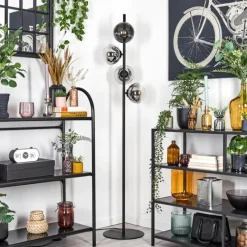 hofstein Gastor Lampadaire Chrome, Clair, Fumé, 4 lumières