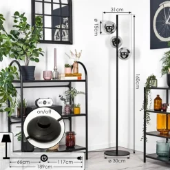 hofstein Gastor Lampadaire Chrome, Fumé, 3 lumières