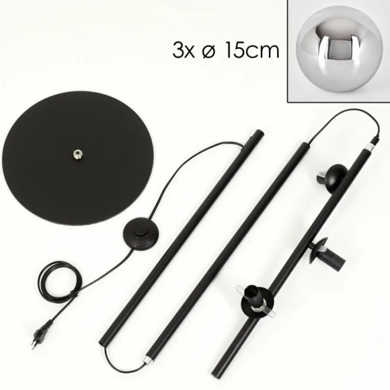 hofstein Gastor Lampadaire Chrome, Fumé, 3 lumières