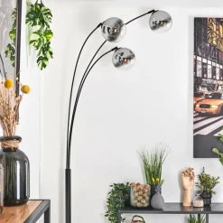 hofstein Gastor Lampadaire Noir, 3 lumières
