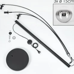 hofstein Gastor Lampadaire Noir, 3 lumières