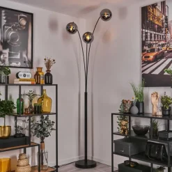 hofstein Gastor Lampadaire Noir, 3 lumières