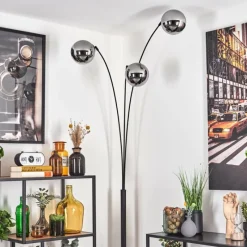 hofstein Gastor Lampadaire Noir, 3 lumières