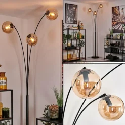 hofstein Gastor Lampadaire Noir, 3 lumières