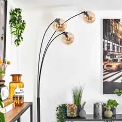 hofstein Gastor Lampadaire Noir, 3 lumières