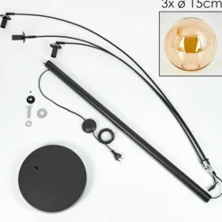 hofstein Gastor Lampadaire Noir, 3 lumières