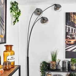 hofstein Gastor Lampadaire Noir, 3 lumières
