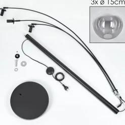 hofstein Gastor Lampadaire Noir, 3 lumières