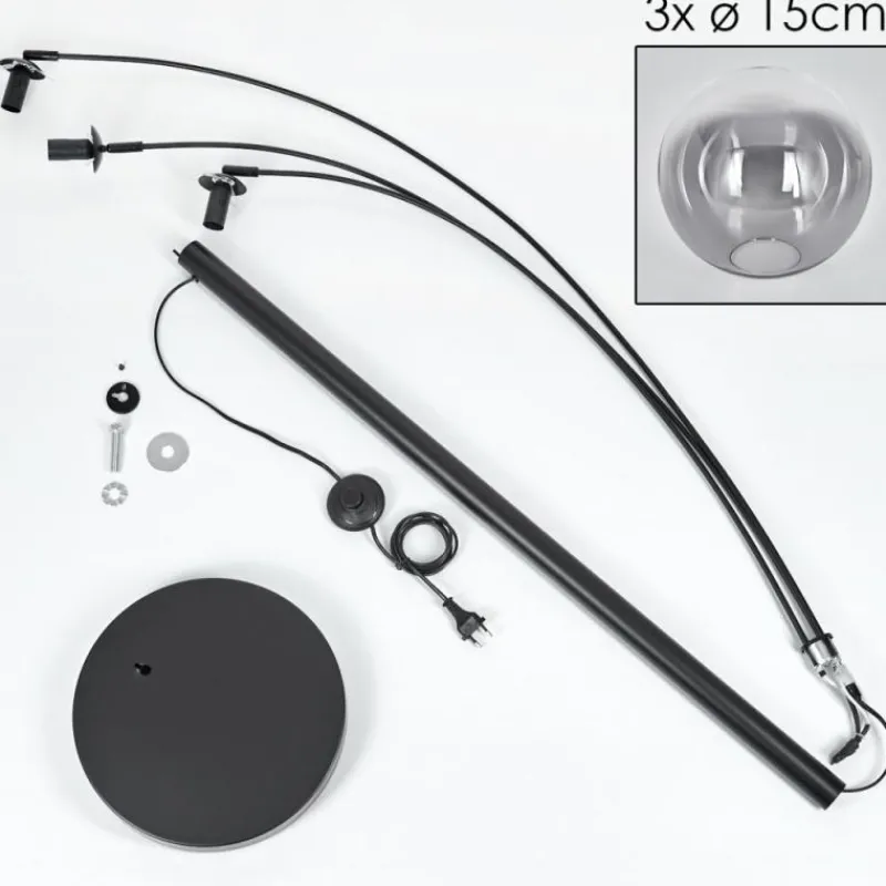 hofstein Gastor Lampadaire Noir, 3 lumières