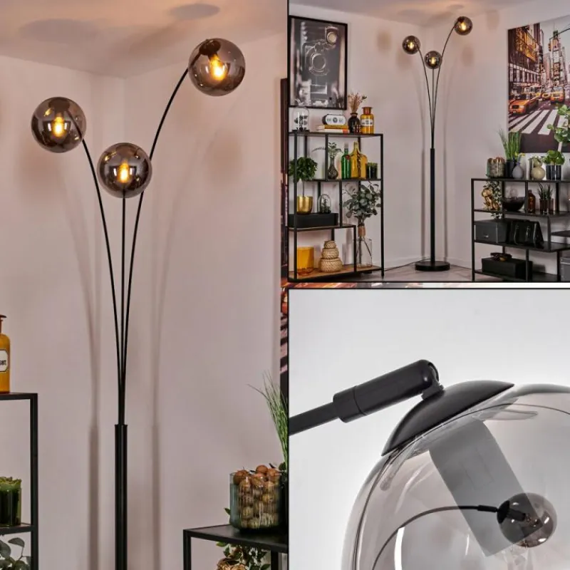 hofstein Gastor Lampadaire Noir, 3 lumières