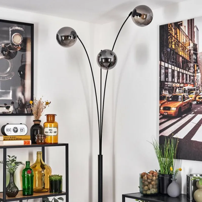 hofstein Gastor Lampadaire Noir, 3 lumières