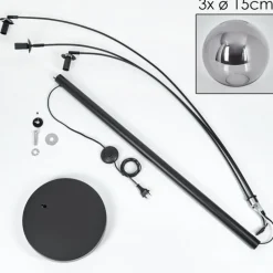 hofstein Gastor Lampadaire Noir, 3 lumières