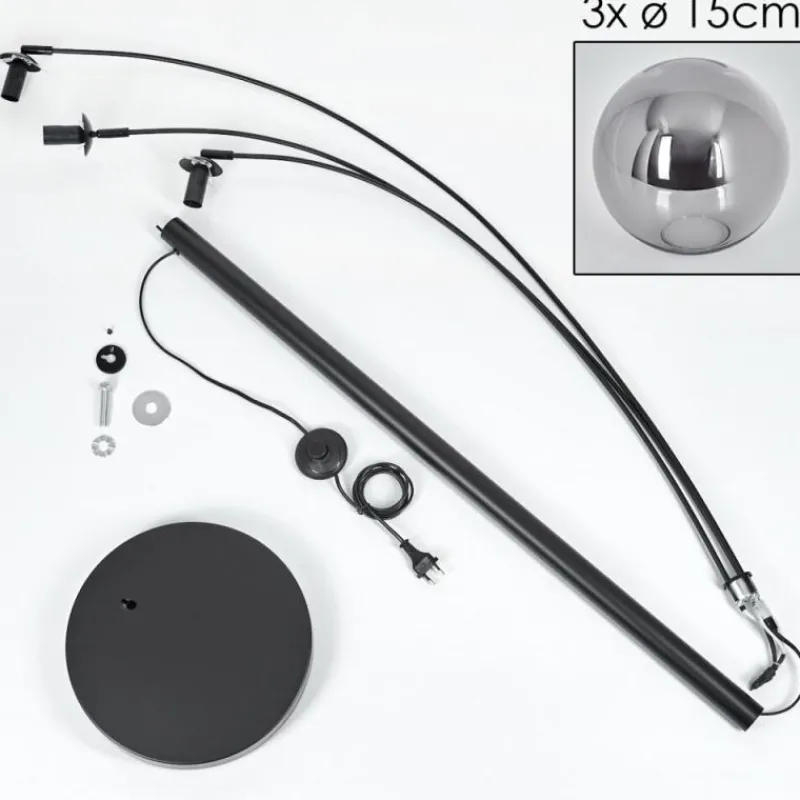 hofstein Gastor Lampadaire Noir, 3 lumières