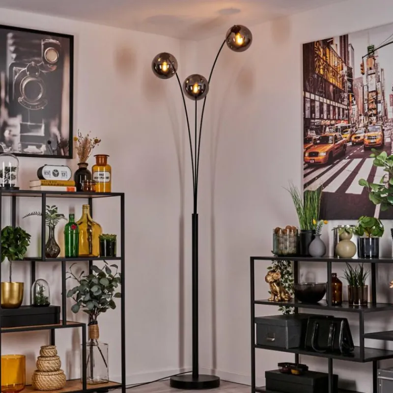 hofstein Gastor Lampadaire Noir, 3 lumières