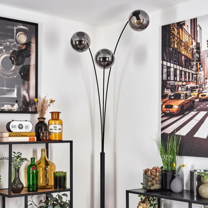 hofstein Gastor Lampadaire Noir, 3 lumières