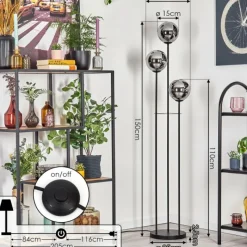 hofstein Gastor Lampadaire Noir, 3 lumières