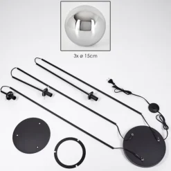 hofstein Gastor Lampadaire Noir, 3 lumières