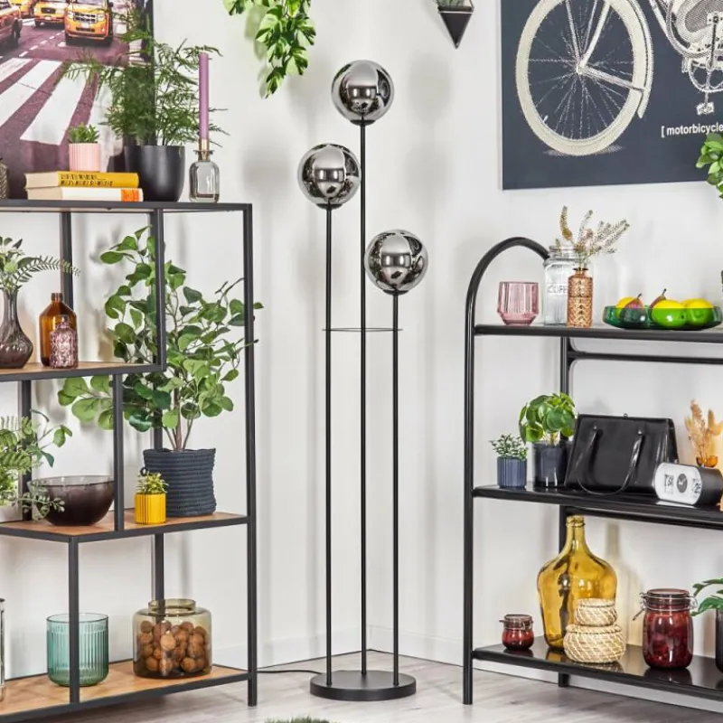 hofstein Gastor Lampadaire Noir, 3 lumières