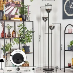 hofstein Gastor Lampadaire Noir, 3 lumières