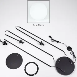 hofstein Gastor Lampadaire Noir, 3 lumières