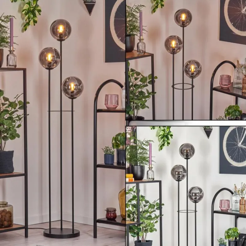 hofstein Gastor Lampadaire Noir, 3 lumières