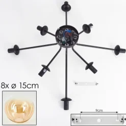 hofstein Gastor Plafonnier 87 cm Ambre, Clair, 8 lumières