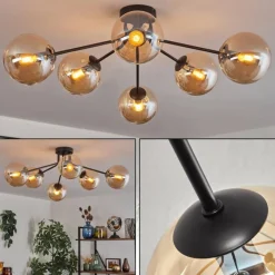 hofstein Gastor Plafonnier 74 cm Ambre, Clair, 6 lumières