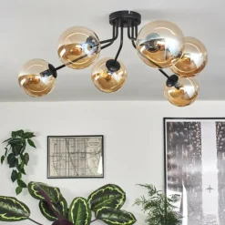 hofstein Gastor Plafonnier 74 cm Ambre, Clair, 6 lumières