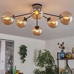 hofstein Gastor Plafonnier 74 cm Ambre, Clair, 6 lumières