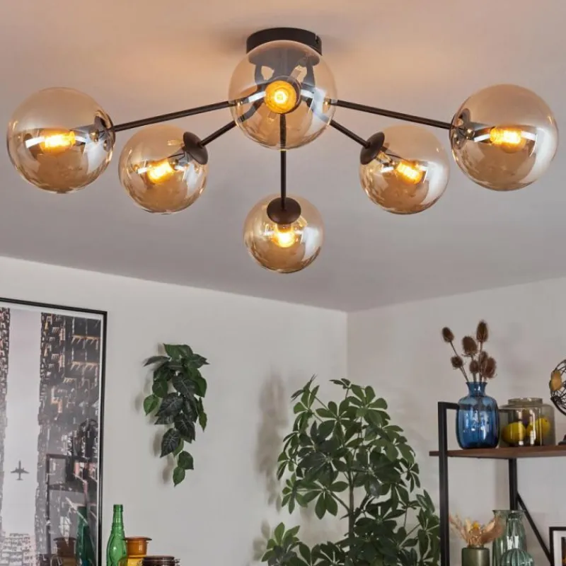 hofstein Gastor Plafonnier 74 cm Ambre, Clair, 6 lumières