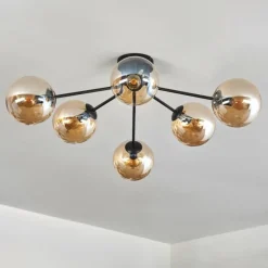 hofstein Gastor Plafonnier 74 cm Ambre, Clair, 6 lumières