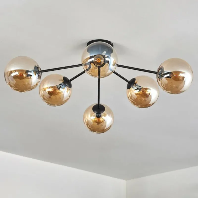 hofstein Gastor Plafonnier 74 cm Ambre, Clair, 6 lumières