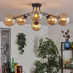 hofstein Gastor Plafonnier 74 cm Ambre, Clair, 6 lumières