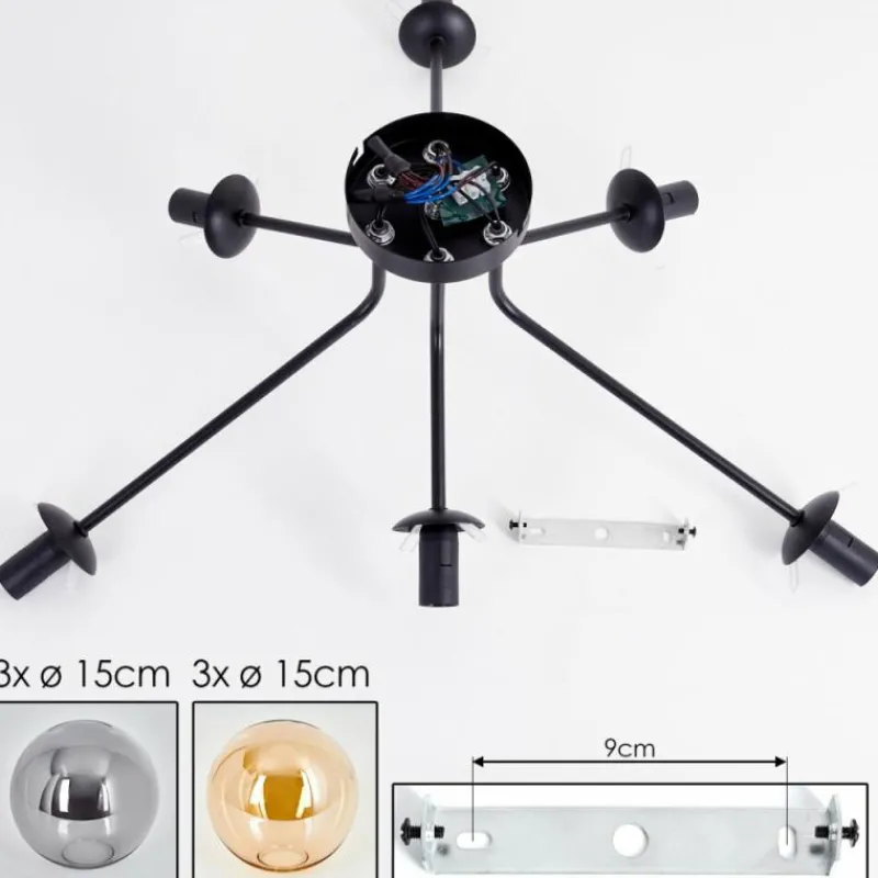 hofstein Gastor Plafonnier 74 cm Ambre, Fumé, 6 lumières