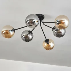 hofstein Gastor Plafonnier 74 cm Ambre, Fumé, 6 lumières