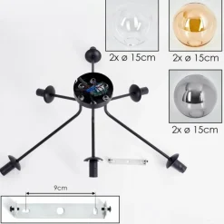 hofstein Gastor Plafonnier 74 cm Ambre, Clair, Fumé, 6 lumières