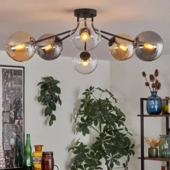 hofstein Gastor Plafonnier 74 cm Ambre, Clair, Fumé, 6 lumières