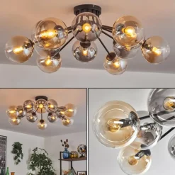 hofstein Gastor Plafonnier 91 cm Ambre, Clair, Fumé, 12 lumières
