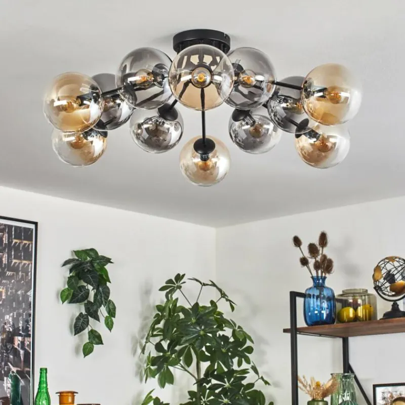 hofstein Gastor Plafonnier 91 cm Ambre, Clair, Fumé, 12 lumières