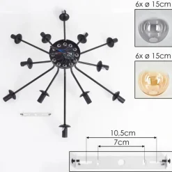 hofstein Gastor Plafonnier 91 cm Ambre, Clair, Fumé, 12 lumières