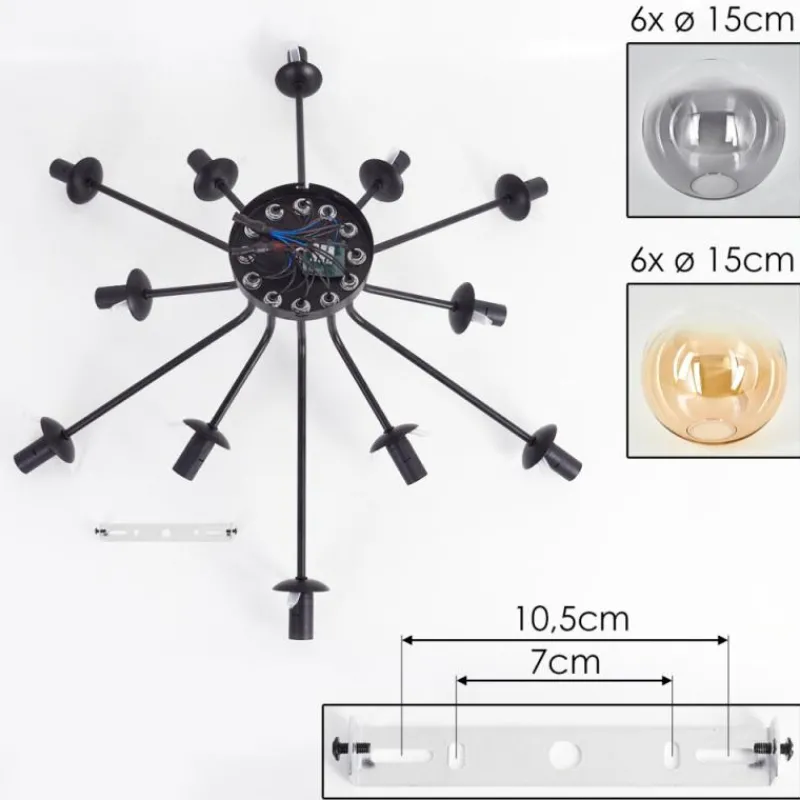 hofstein Gastor Plafonnier 91 cm Ambre, Clair, Fumé, 12 lumières