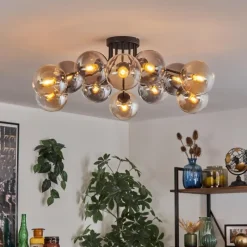 hofstein Gastor Plafonnier 91 cm Ambre, Clair, Fumé, 12 lumières