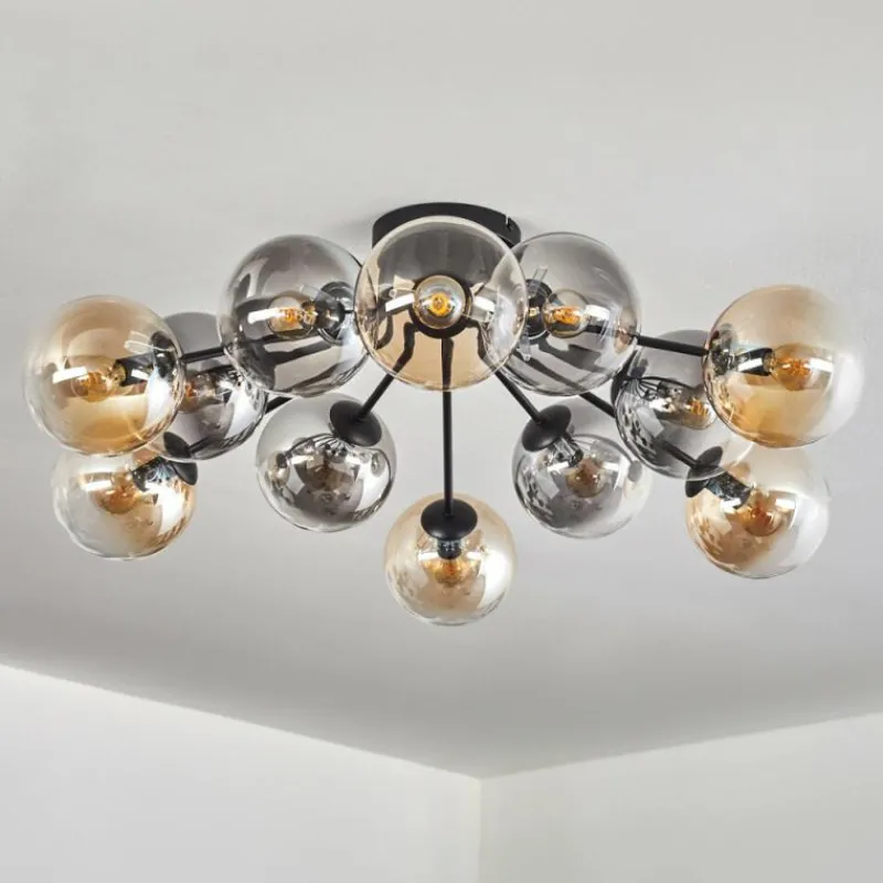 hofstein Gastor Plafonnier 91 cm Ambre, Clair, Fumé, 12 lumières