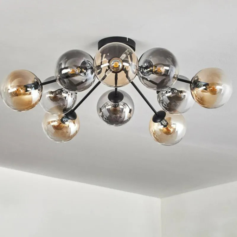 hofstein Gastor Plafonnier 83 cm Ambre, Clair, Fumé, 10 lumières