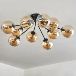 hofstein Gastor Plafonnier 83 cm Ambre, 10 lumières