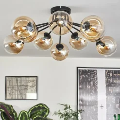 hofstein Gastor Plafonnier 83 cm Ambre, Clair, 10 lumières
